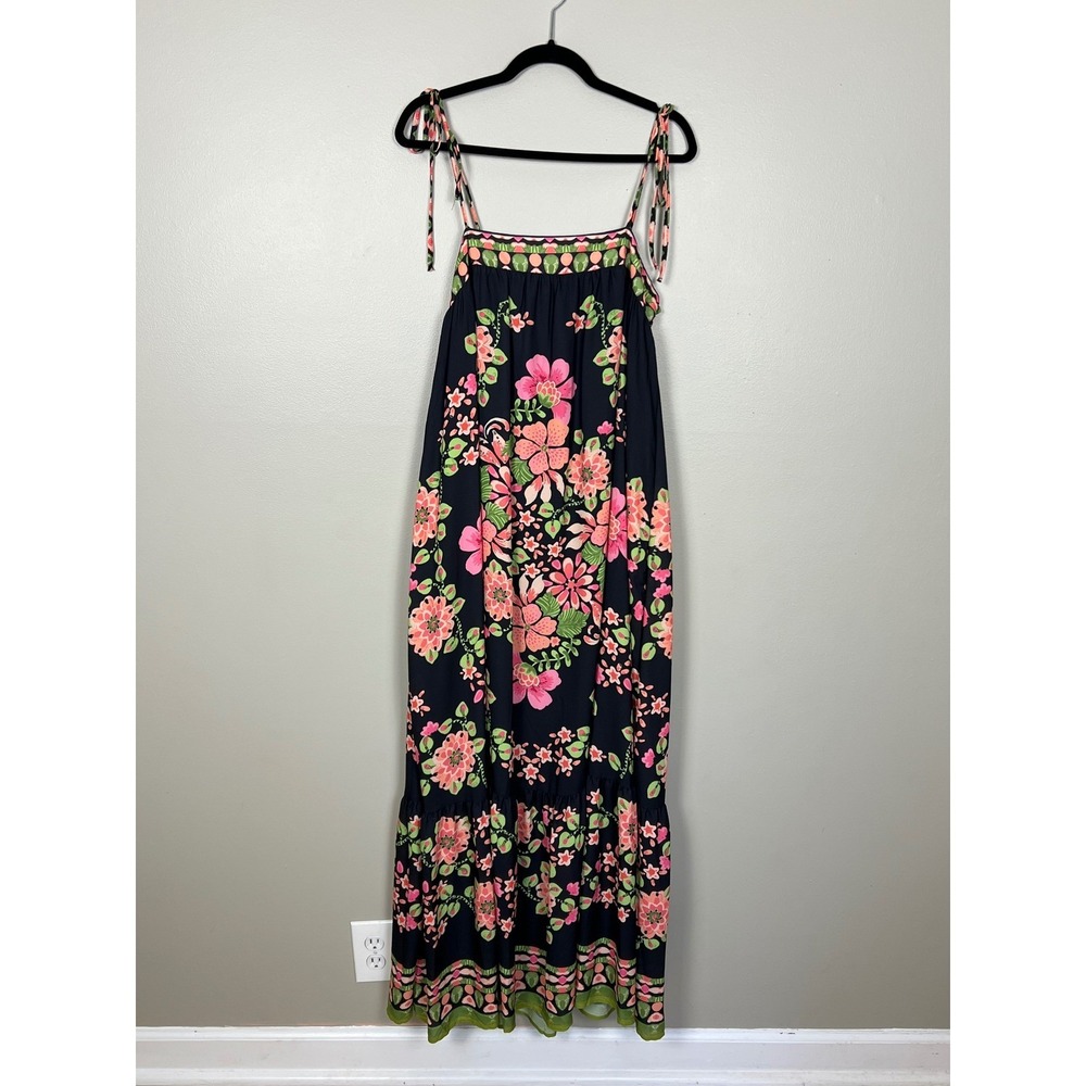 Flying Tomato Women's Floral Maxi Dress Black Pink Boho Large ID22357